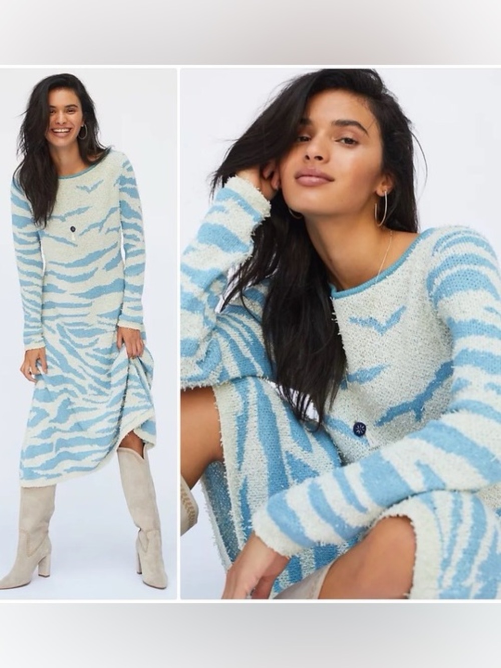NWT Anthropologie Cecilia Prado Sky Sweater Midi Dress Size Medium
